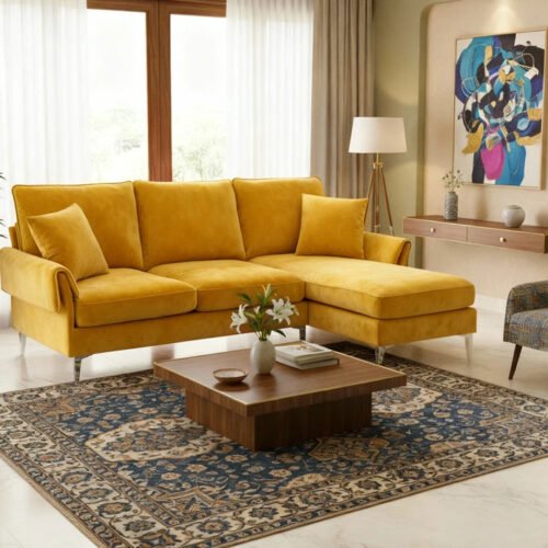 Aurora Mustard Luxe L-shape Sofa Aurora Mustard Luxe L-shape Sofa