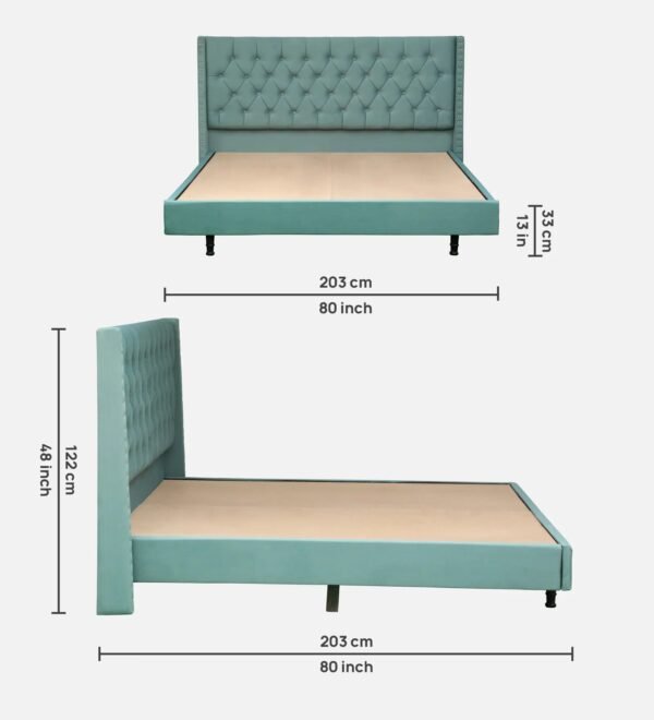 Aurora Tufted Uphoistered Bed With Winged Headboard