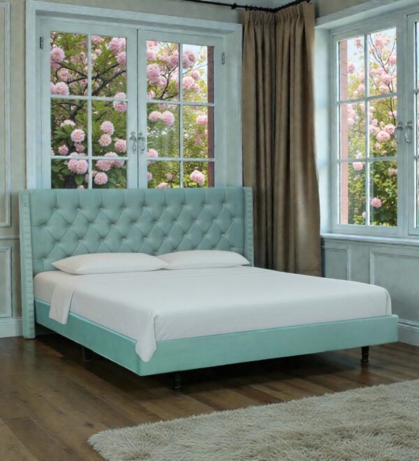 Aurora Tufted Uphoistered Bed With Winged Headboard