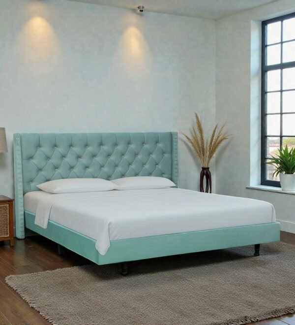Aurora Tufted Uphoistered Bed With Winged Headboard