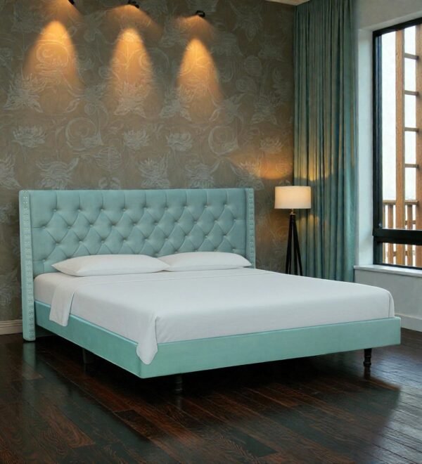 Aurora Tufted Uphoistered Bed With Winged Headboard