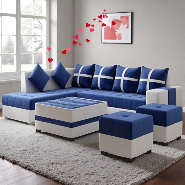 Azure Grid Modular L-shape Sofa