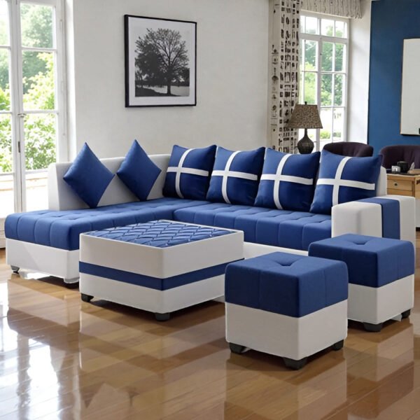 Azure Grid Modular L-shape Sofa