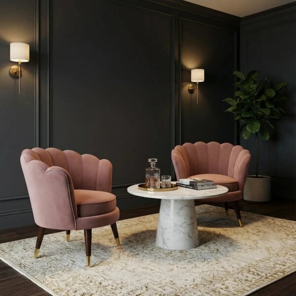 CLARA  SHELL LUXURY ACCENT CHAIR - Set of 2