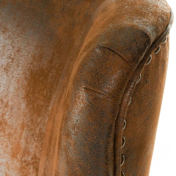 Classic Brown Leather Wing Chair For Living Room And Study