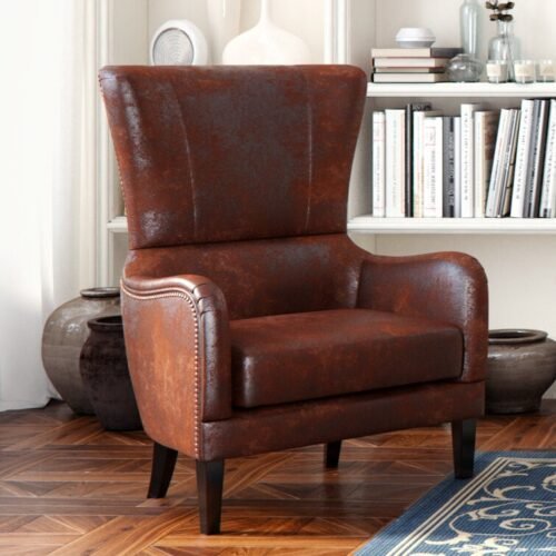 Classic Brown Leather Wing Chair For Living Room And Study Classic Brown Leather Wing Chair For Living Room And Study