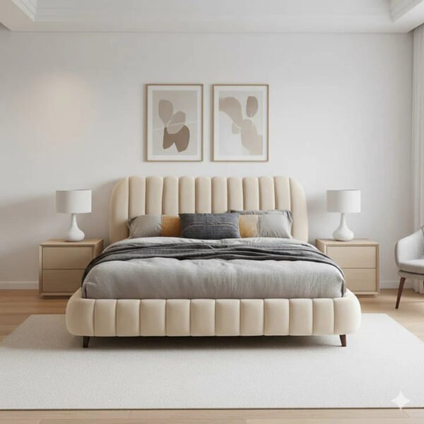 Ivory Cloud Upholstered Bed