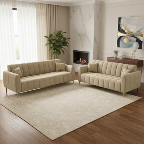 Linea Luxe Channel-tufted Upholstered Sofa Set Linea Luxe Channel-tufted Upholstered Sofa Set
