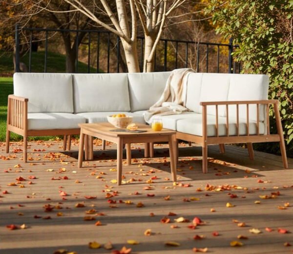 Nordic Haven Wooden Frame Sofa Set