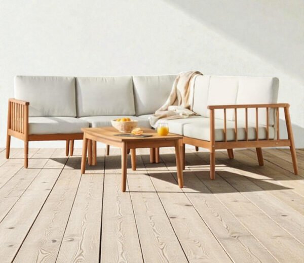 Nordic Haven Wooden Frame Sofa Set
