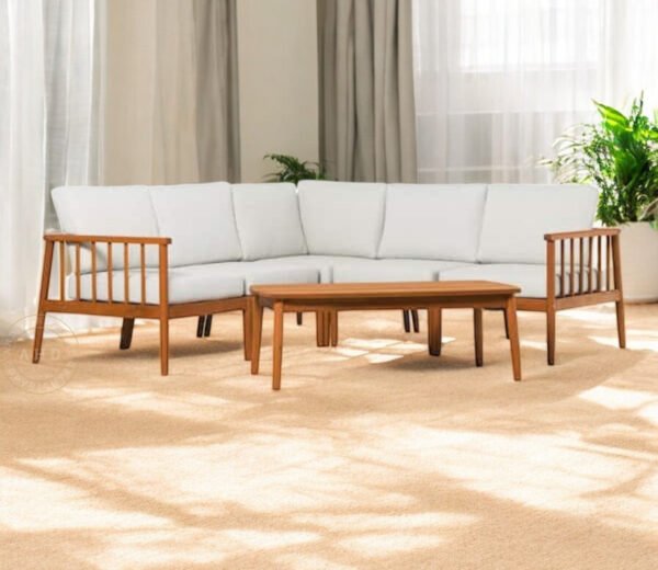 Nordic Haven Wooden Frame Sofa Set