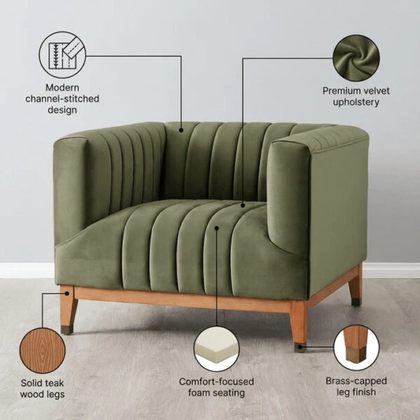 Olive Luxe Channel Tufted Accent Chair