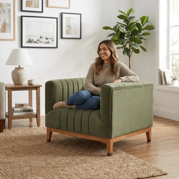 Olive Luxe Channel Tufted Accent Chair