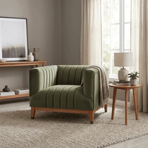 Olive Luxe Channel Tufted Accent Chair Olive Luxe Channel Tufted Accent Chair