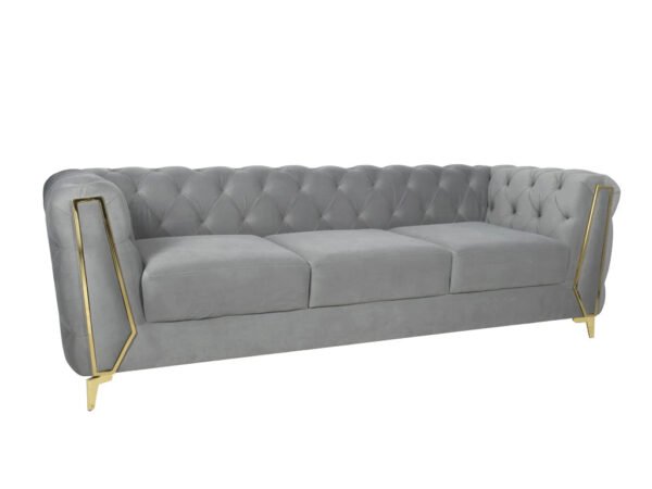 Regal Grey Tufted Upholstered 3-seater Sofa