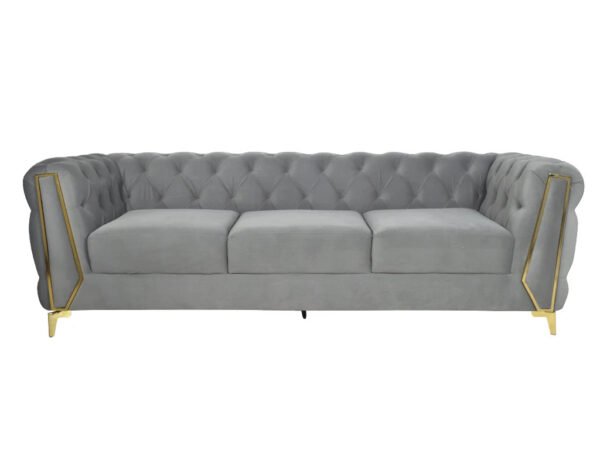 Regal Grey Tufted Upholstered 3-seater Sofa