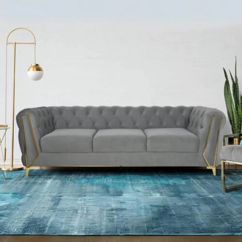 Regal Grey Tufted Upholstered 3-seater Sofa Regal Grey Tufted Upholstered 3-seater Sofa