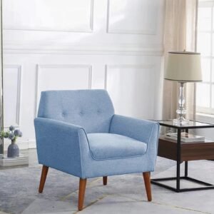 Skyline Fabric Accent Armchair With Wooden Legs
