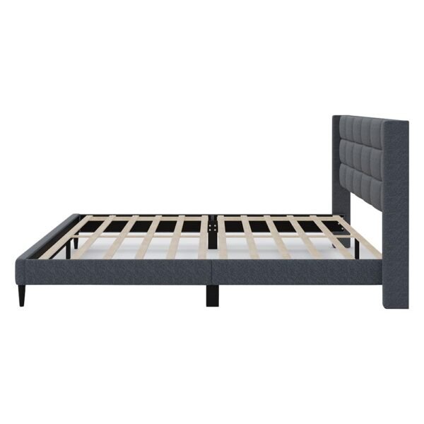 Slate Grid Upholstered Bed