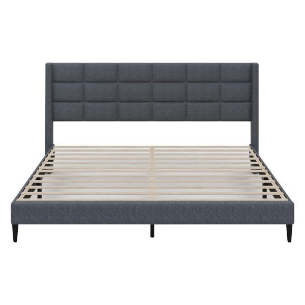Slate Grid Upholstered Bed
