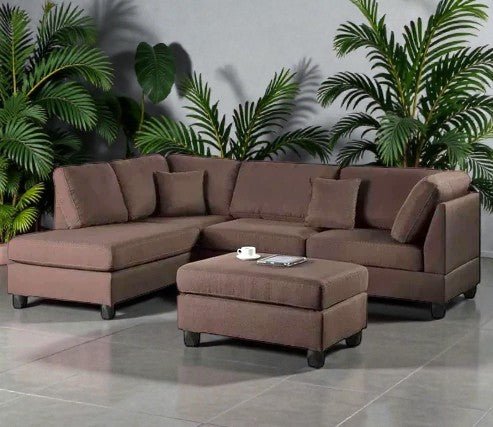 Milano Luxe L-shape Sectional Sofa With Ottoman
