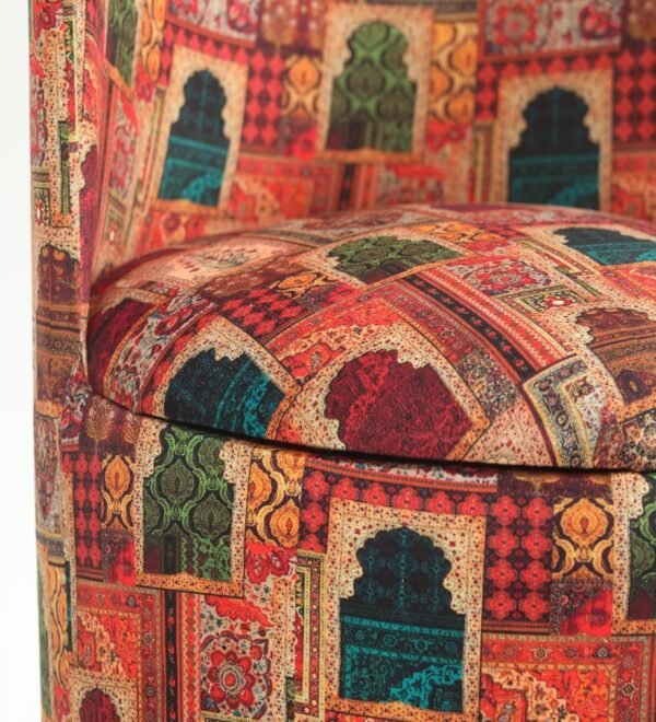 Meher Heritage Print Accent Chair With Ottoman