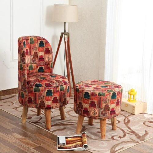Meher Heritage Print Accent Chair With Ottoman Meher Heritage Print Accent Chair With Ottoman